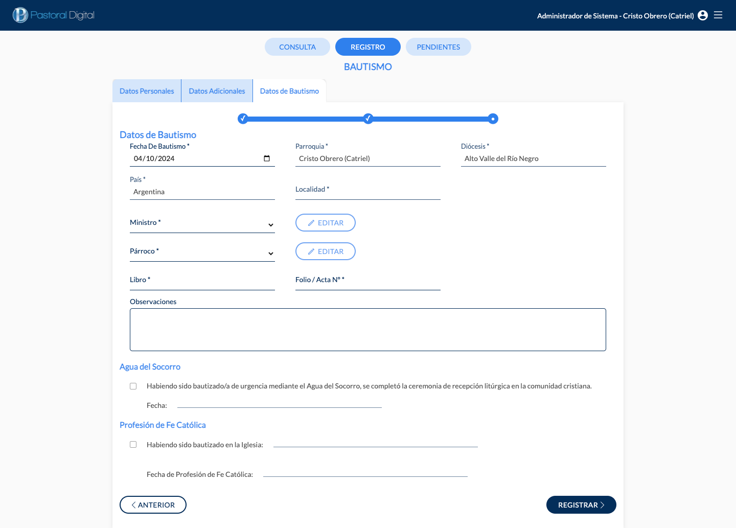 Registro Digital de Sacramentos